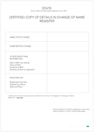 Download Certified copy of details in change of name register Photoshop template